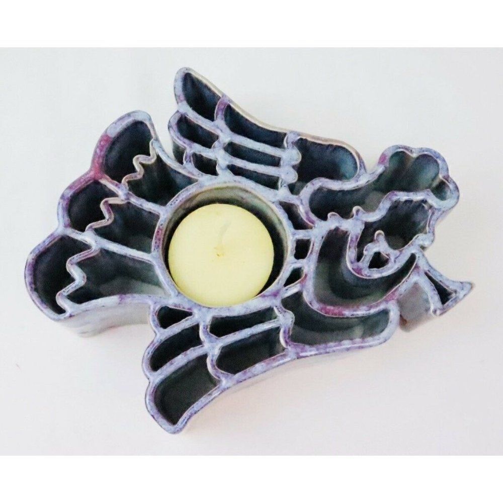 Angel Tealight Votive Holder Candle Pots Bay Pottery Virginia USA Drip Glaze